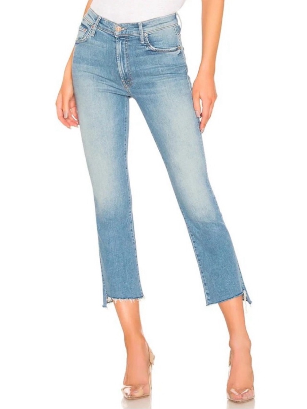 Insider High Rise Crop Step Fray Bootcut Jeans in Shoot to Thrill